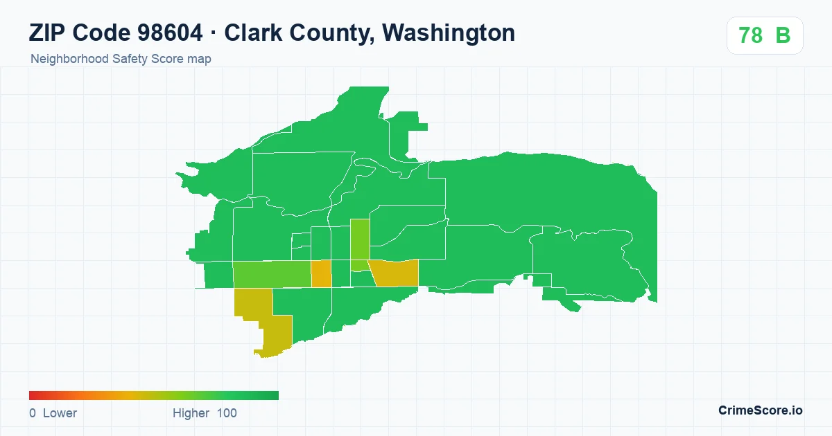 ZIP Code 98604 in Clark County, Washington neighborhood Safety Score map