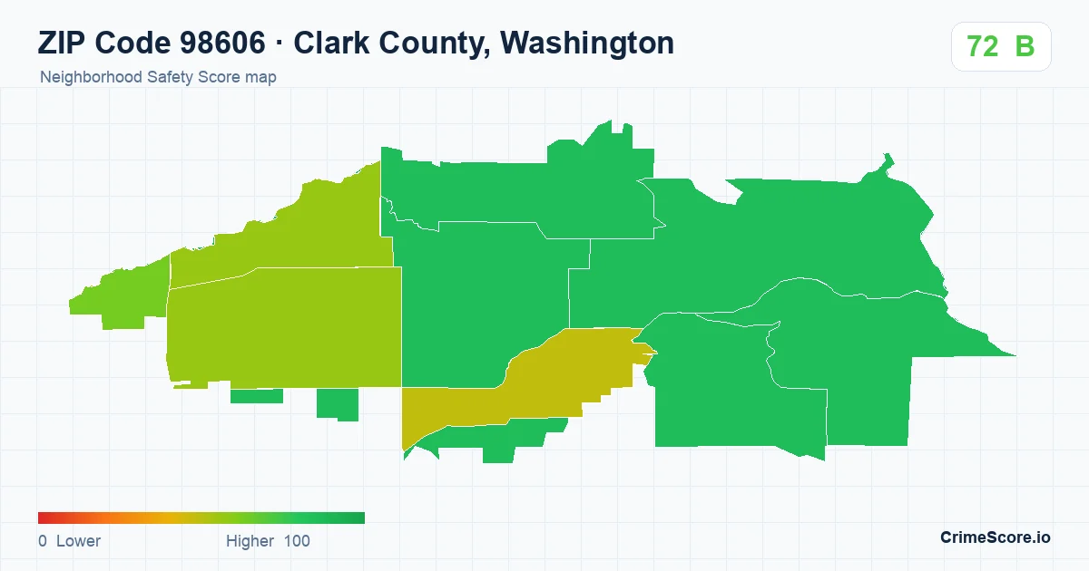 ZIP Code 98606 in Clark County, Washington neighborhood Safety Score map