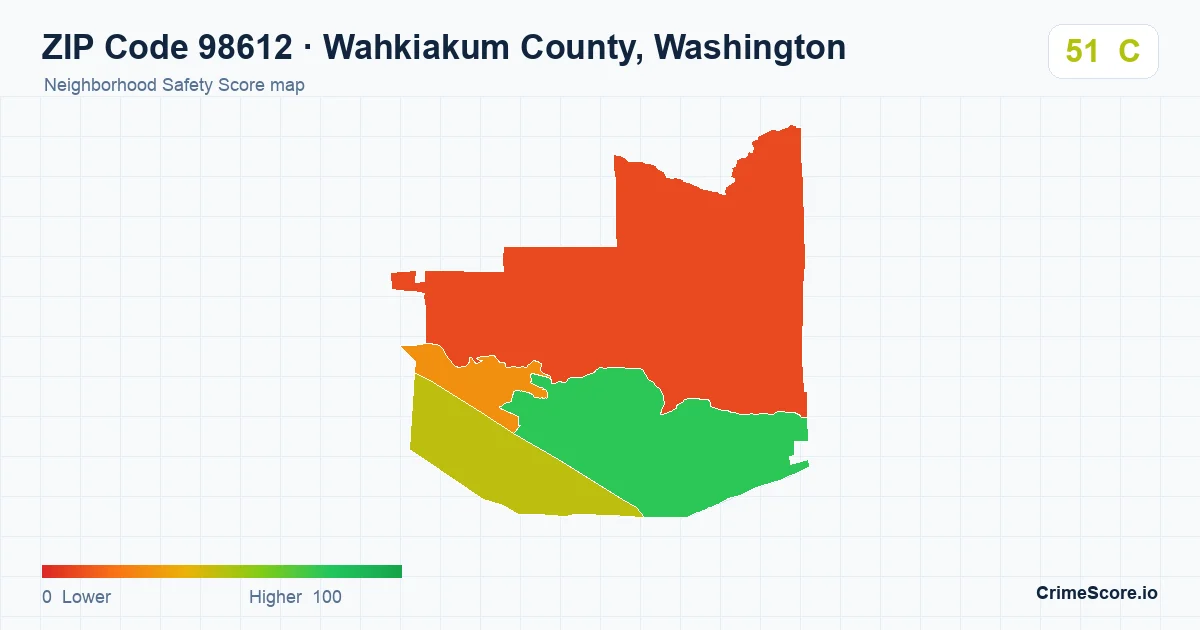 ZIP Code 98612 in Wahkiakum County, Washington neighborhood Safety Score map