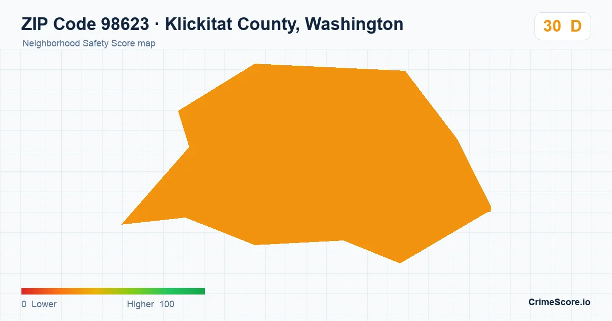ZIP Code 98623 in Klickitat County, Washington neighborhood Safety Score map