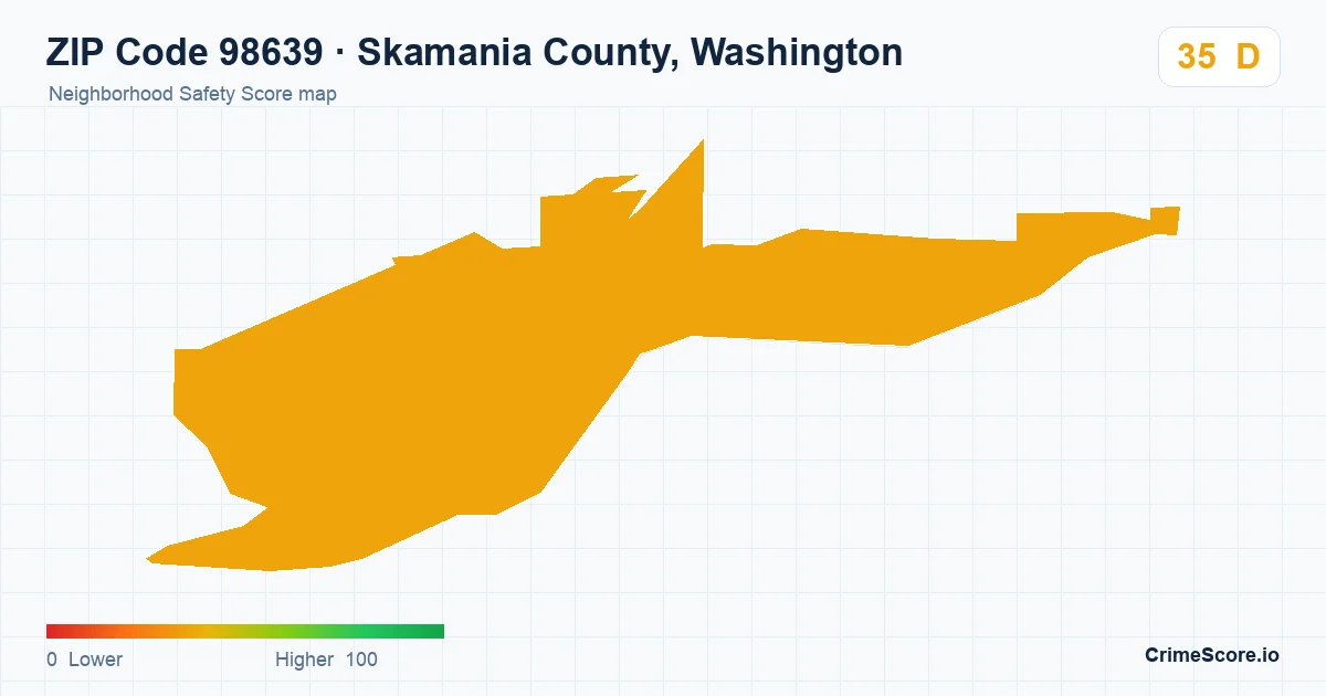 ZIP Code 98639 in Skamania County, Washington neighborhood Safety Score map
