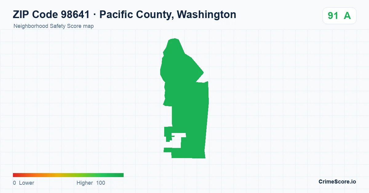 ZIP Code 98641 in Pacific County, Washington neighborhood Safety Score map