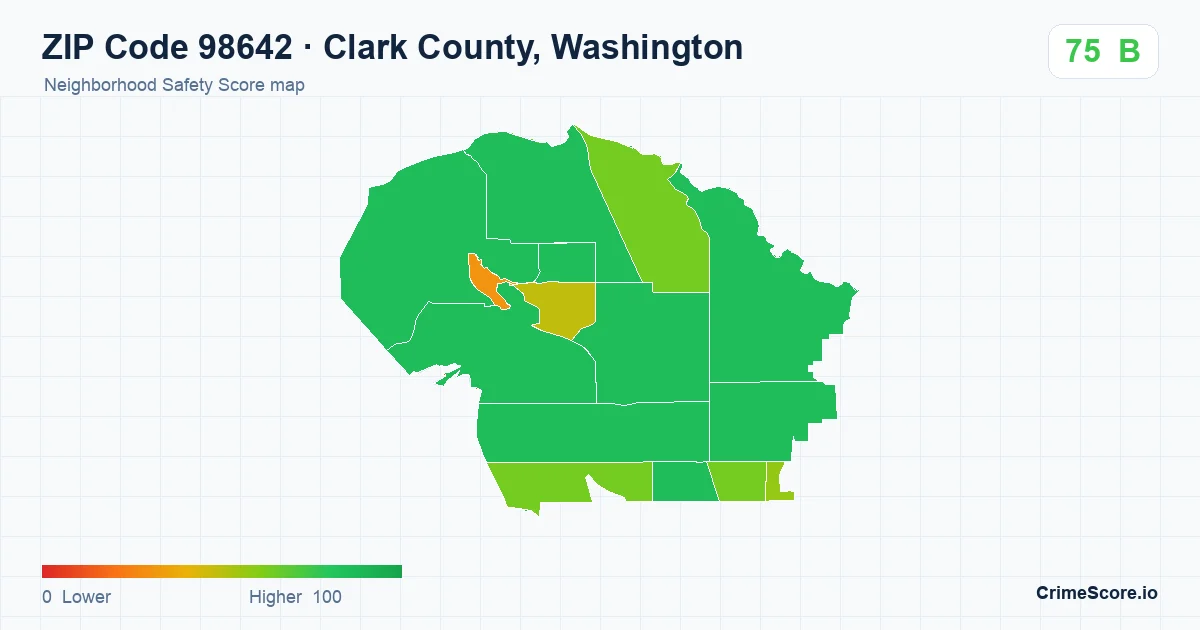 ZIP Code 98642 in Clark County, Washington neighborhood Safety Score map