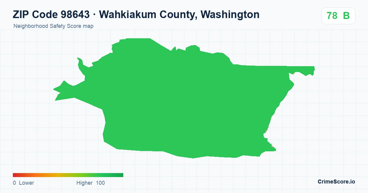 ZIP Code 98643 in Wahkiakum County, Washington neighborhood Safety Score map