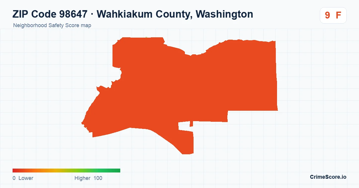 ZIP Code 98647 in Wahkiakum County, Washington neighborhood Safety Score map