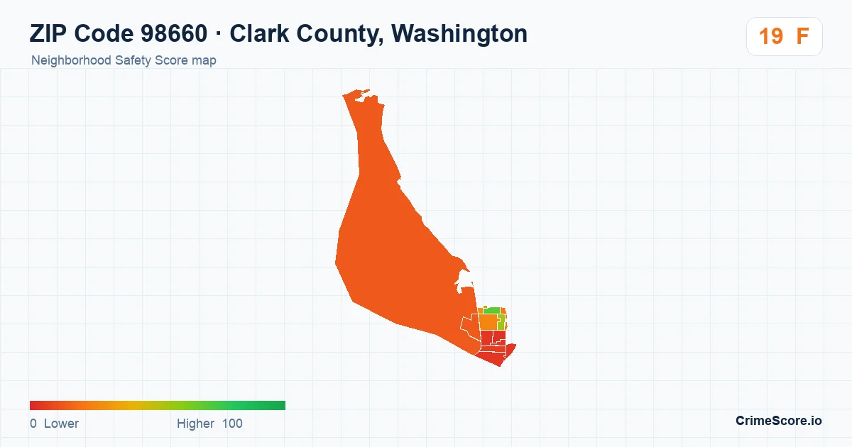 ZIP Code 98660 in Clark County, Washington neighborhood Safety Score map
