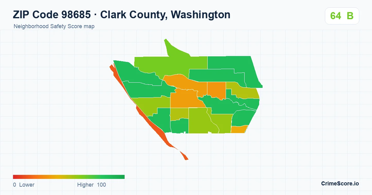 ZIP Code 98685 in Clark County, Washington neighborhood Safety Score map
