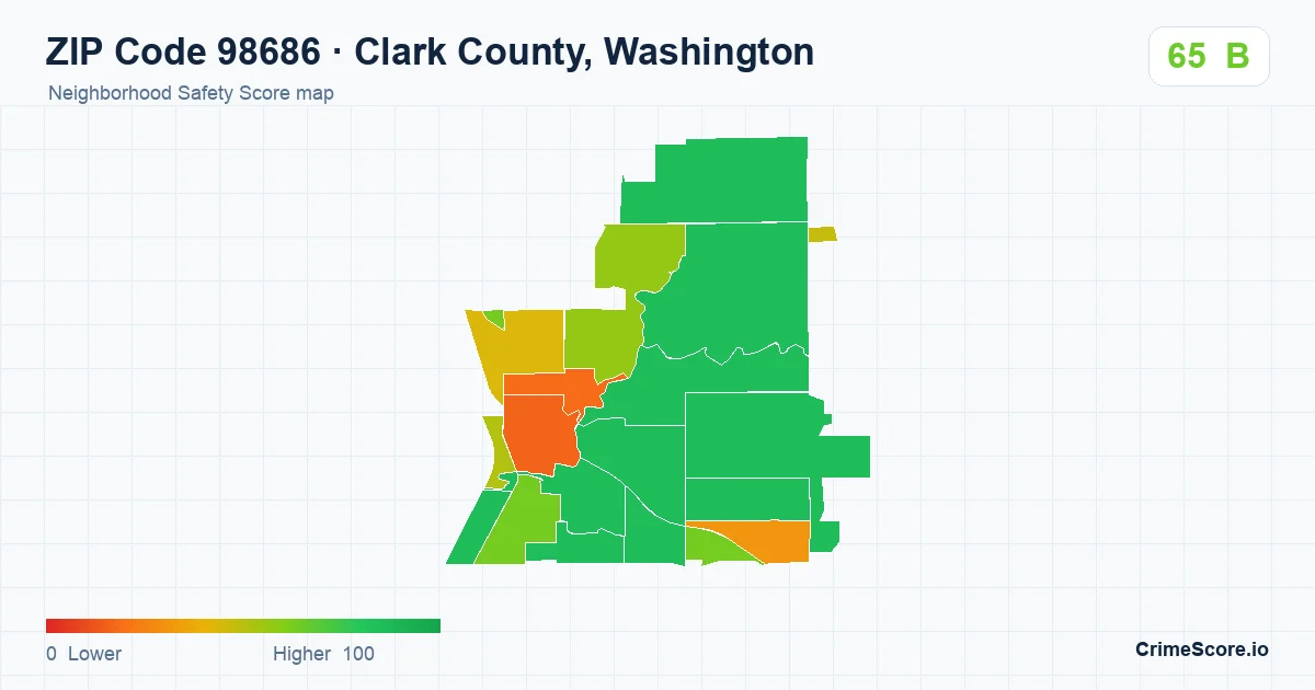 ZIP Code 98686 in Clark County, Washington neighborhood Safety Score map