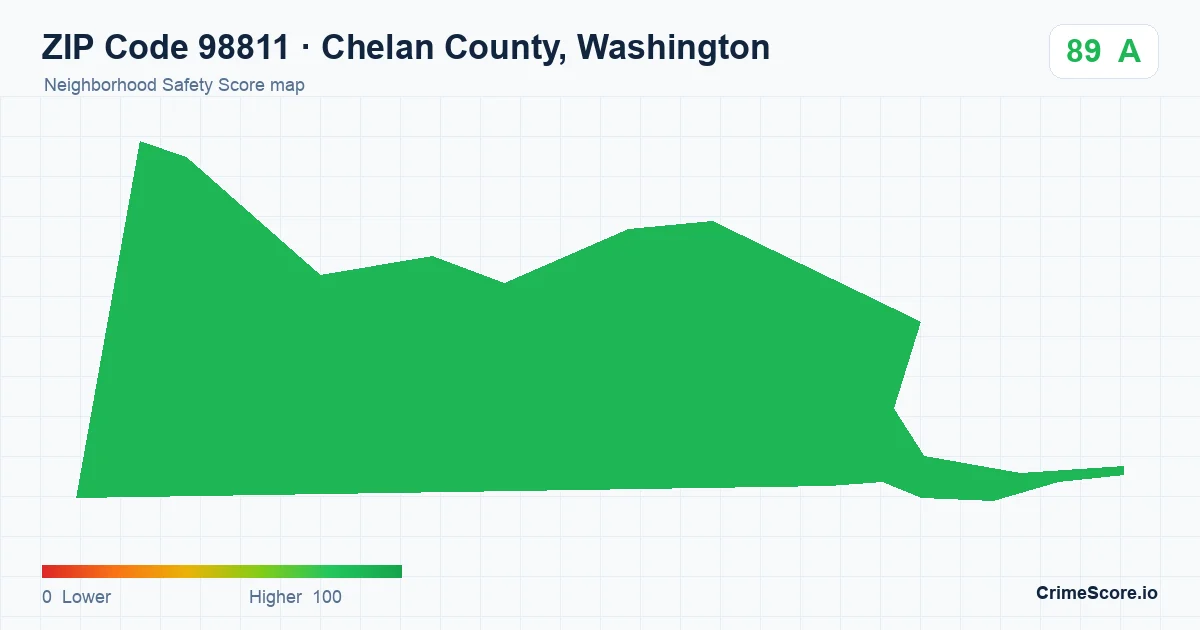 ZIP Code 98811 in Chelan County, Washington neighborhood Safety Score map