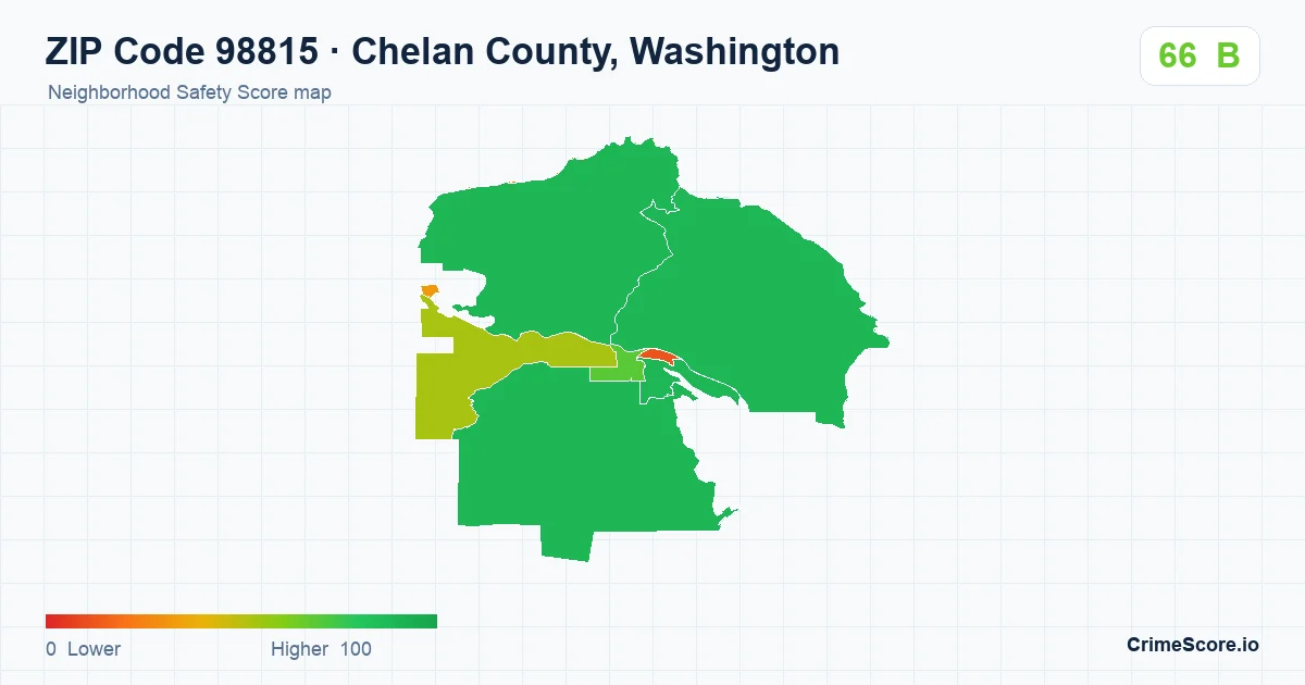 ZIP Code 98815 in Chelan County, Washington neighborhood Safety Score map