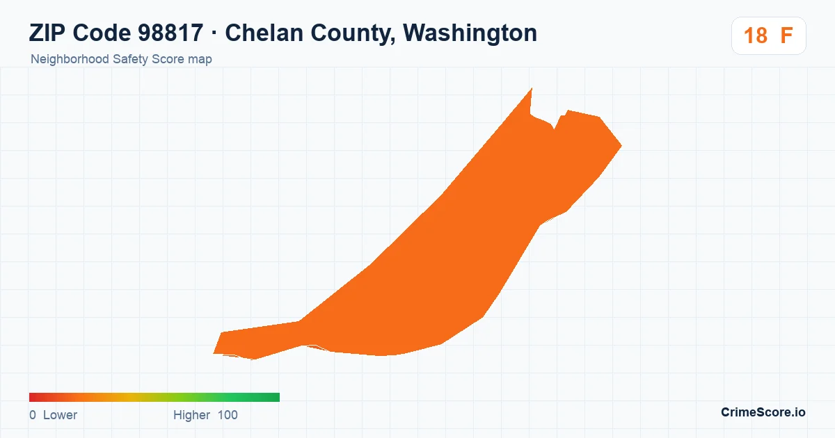 ZIP Code 98817 in Chelan County, Washington neighborhood Safety Score map