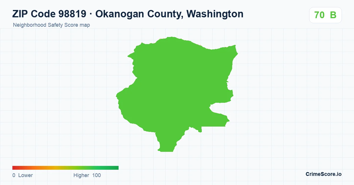 ZIP Code 98819 in Okanogan County, Washington neighborhood Safety Score map