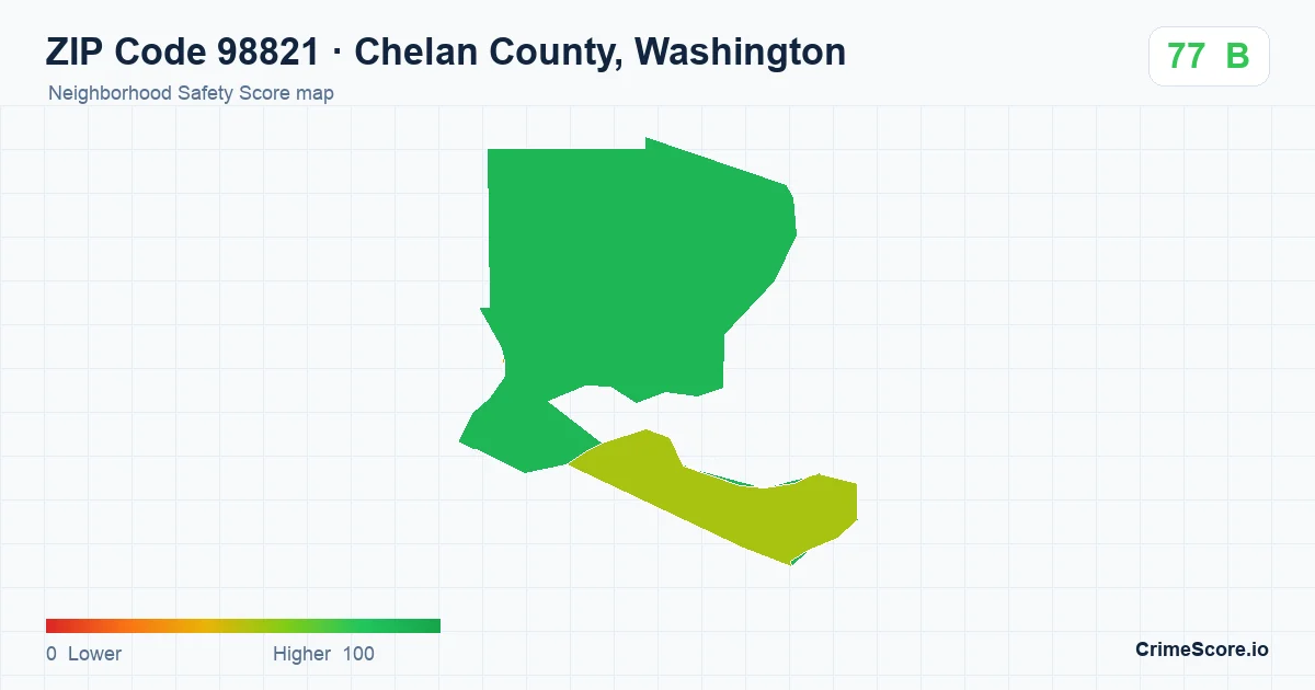 ZIP Code 98821 in Chelan County, Washington neighborhood Safety Score map