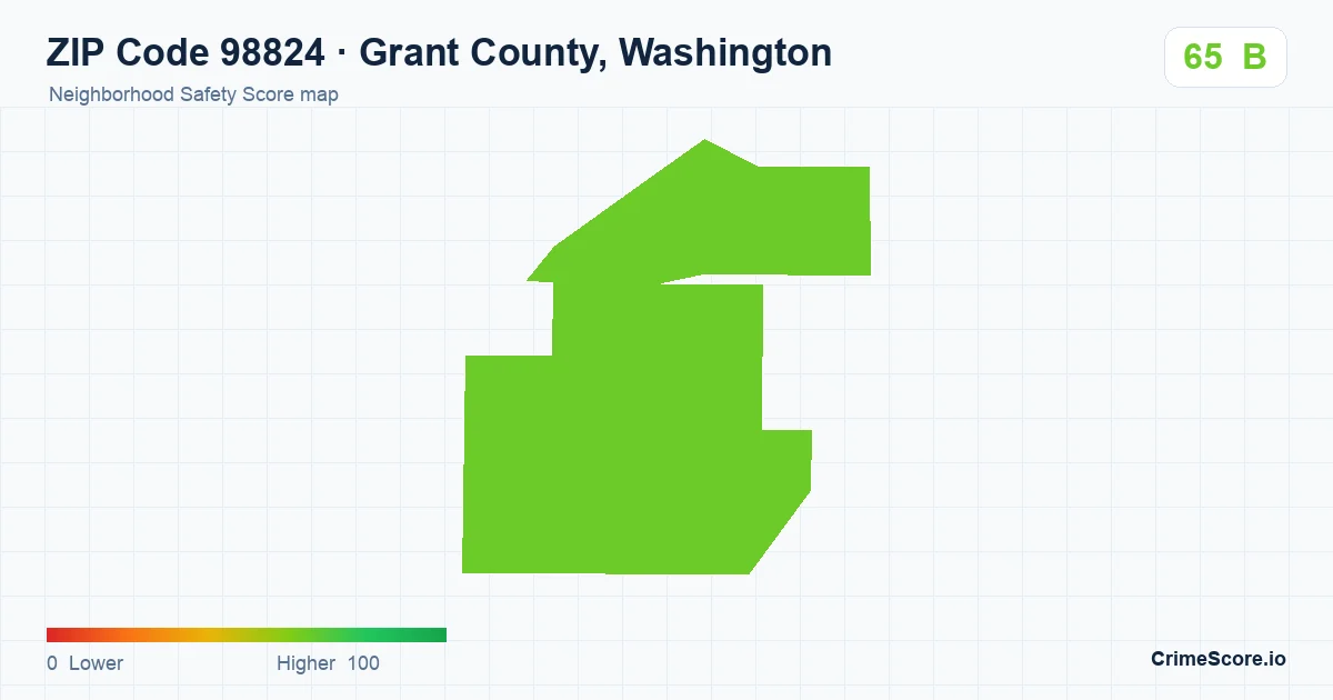 ZIP Code 98824 in Grant County, Washington neighborhood Safety Score map
