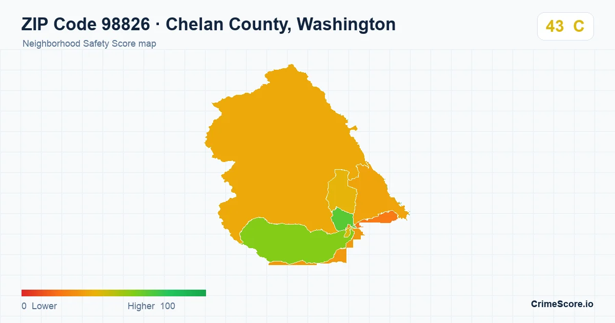 ZIP Code 98826 in Chelan County, Washington neighborhood Safety Score map