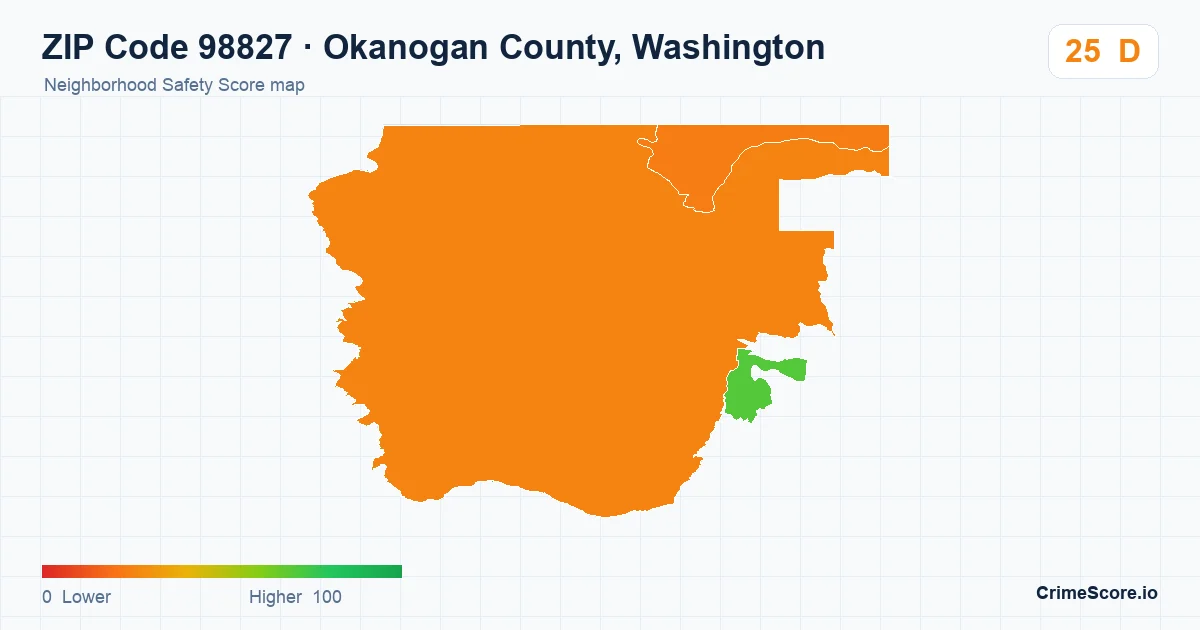ZIP Code 98827 in Okanogan County, Washington neighborhood Safety Score map