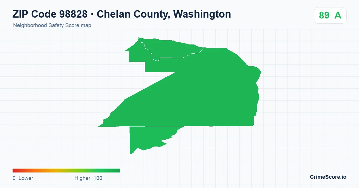 ZIP Code 98828 in Chelan County, Washington neighborhood Safety Score map