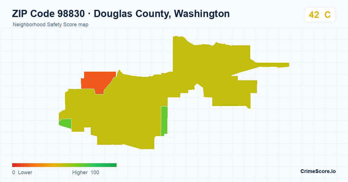 ZIP Code 98830 in Douglas County, Washington neighborhood Safety Score map