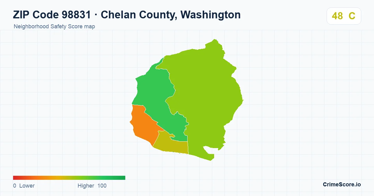 ZIP Code 98831 in Chelan County, Washington neighborhood Safety Score map