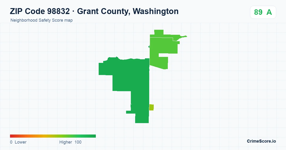 ZIP Code 98832 in Grant County, Washington neighborhood Safety Score map