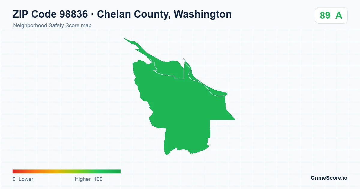 ZIP Code 98836 in Chelan County, Washington neighborhood Safety Score map