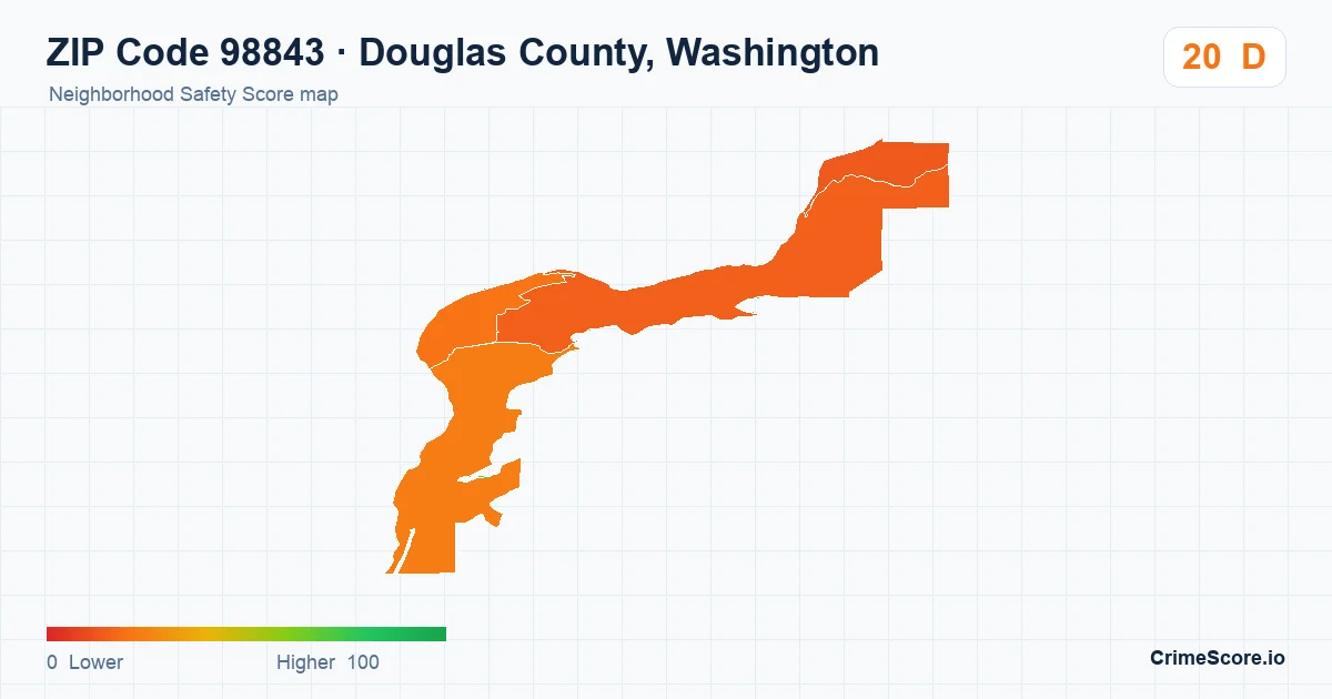 ZIP Code 98843 in Douglas County, Washington neighborhood Safety Score map