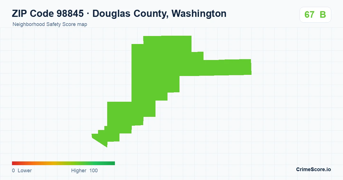 ZIP Code 98845 in Douglas County, Washington neighborhood Safety Score map
