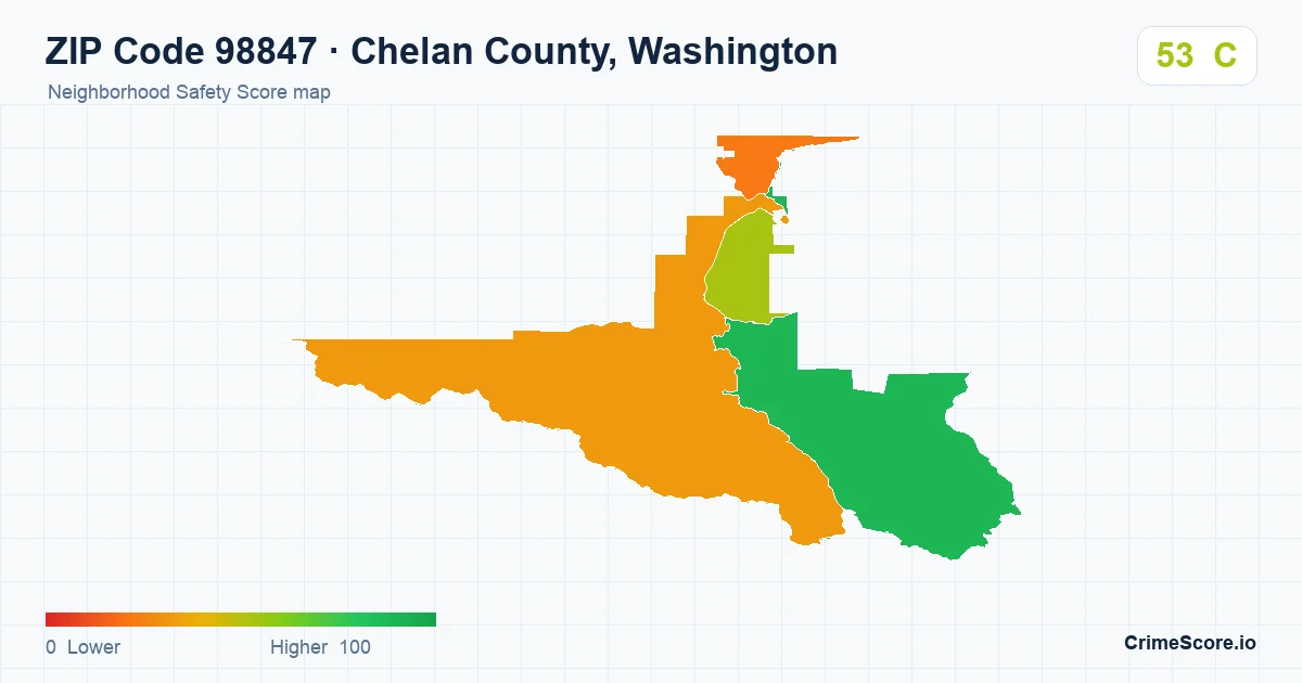 ZIP Code 98847 in Chelan County, Washington neighborhood Safety Score map