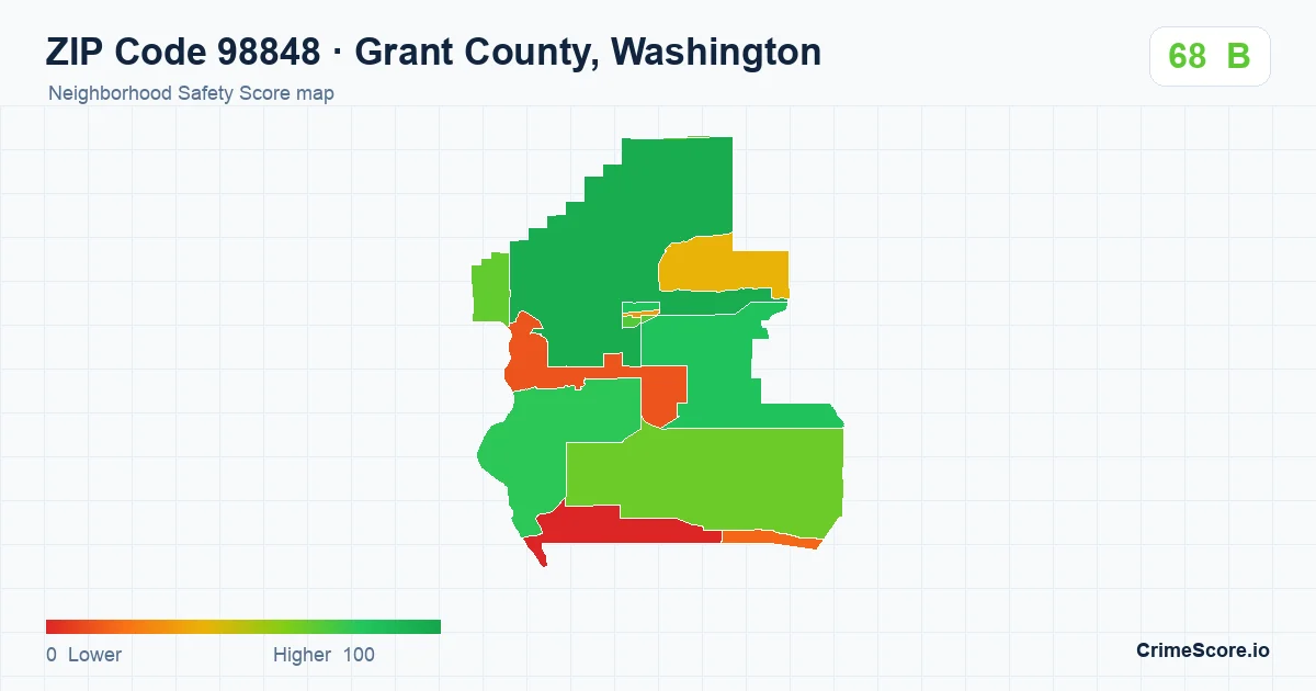 ZIP Code 98848 in Grant County, Washington neighborhood Safety Score map