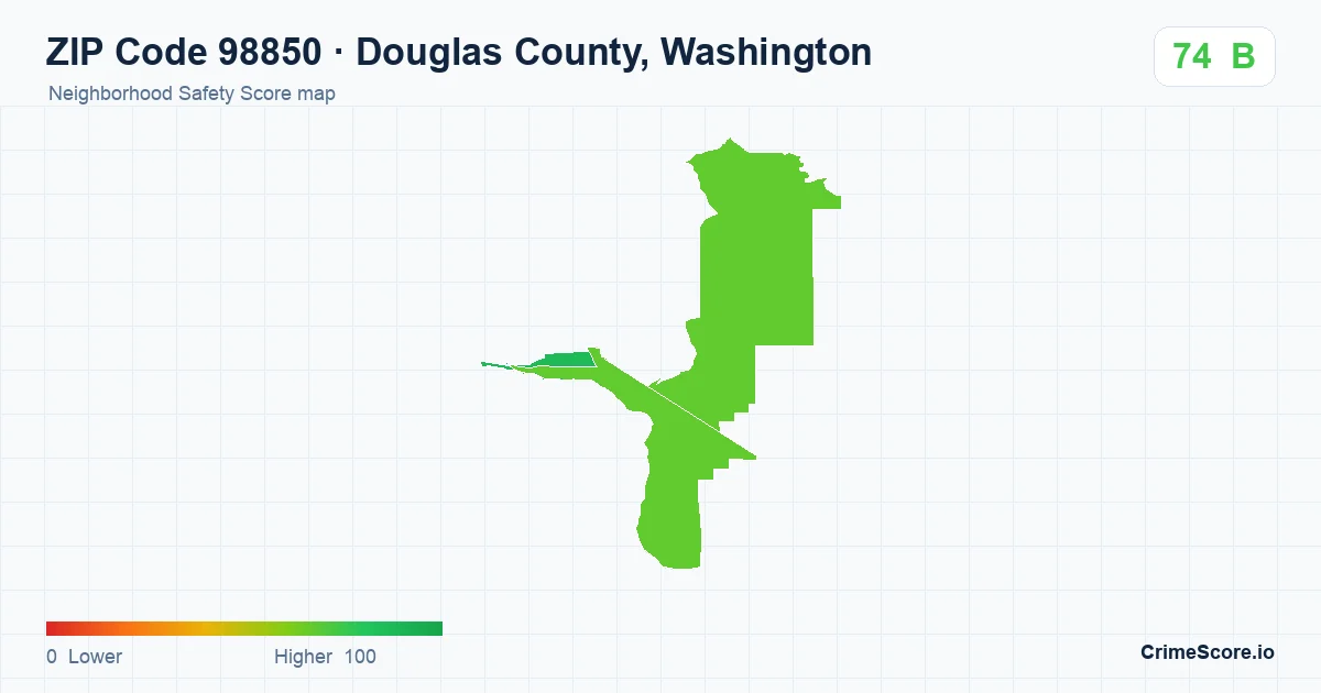 ZIP Code 98850 in Douglas County, Washington neighborhood Safety Score map
