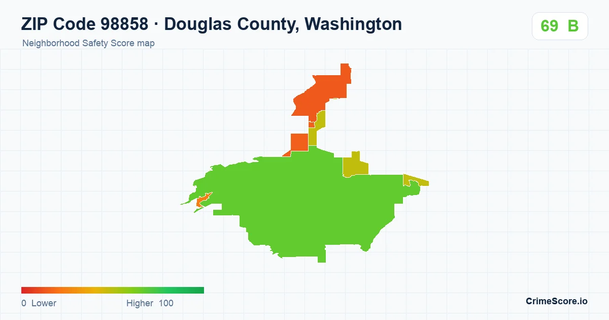 ZIP Code 98858 in Douglas County, Washington neighborhood Safety Score map