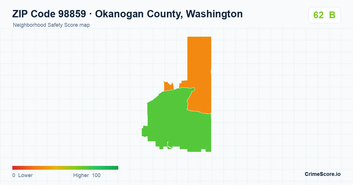 ZIP Code 98859 in Okanogan County, Washington neighborhood Safety Score map
