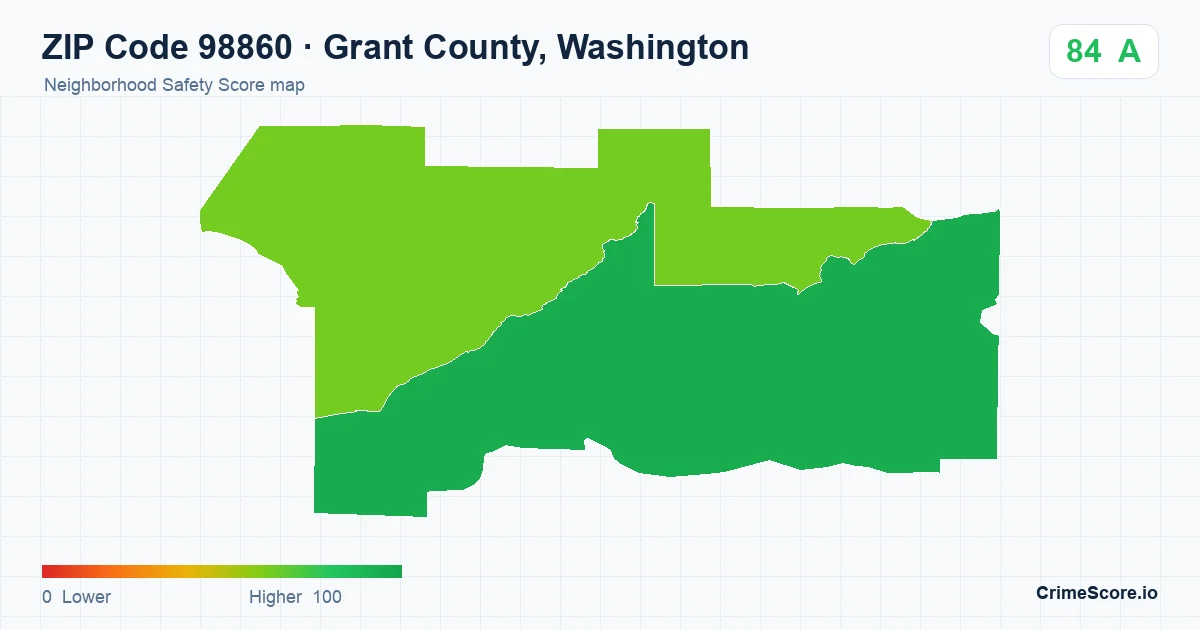 ZIP Code 98860 in Grant County, Washington neighborhood Safety Score map