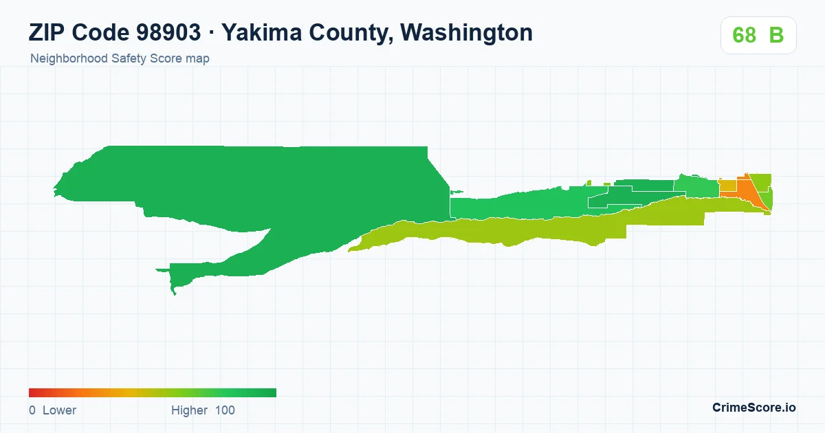 ZIP Code 98903 in Yakima County, Washington neighborhood Safety Score map