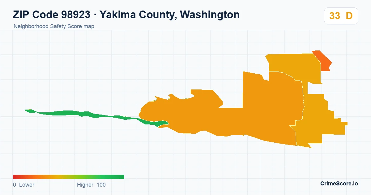 ZIP Code 98923 in Yakima County, Washington neighborhood Safety Score map