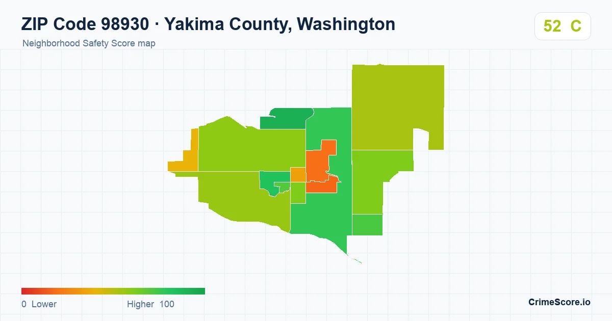 ZIP Code 98930 in Yakima County, Washington neighborhood Safety Score map