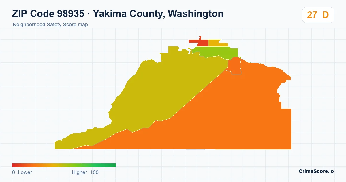 ZIP Code 98935 in Yakima County, Washington neighborhood Safety Score map