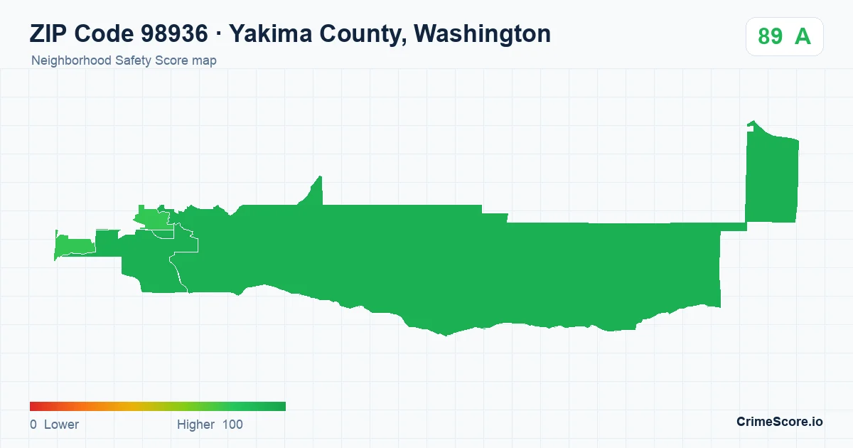 ZIP Code 98936 in Yakima County, Washington neighborhood Safety Score map