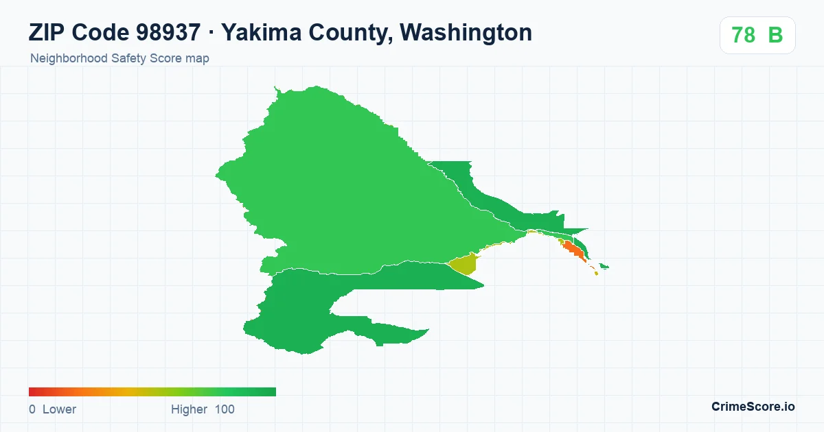 ZIP Code 98937 in Yakima County, Washington neighborhood Safety Score map