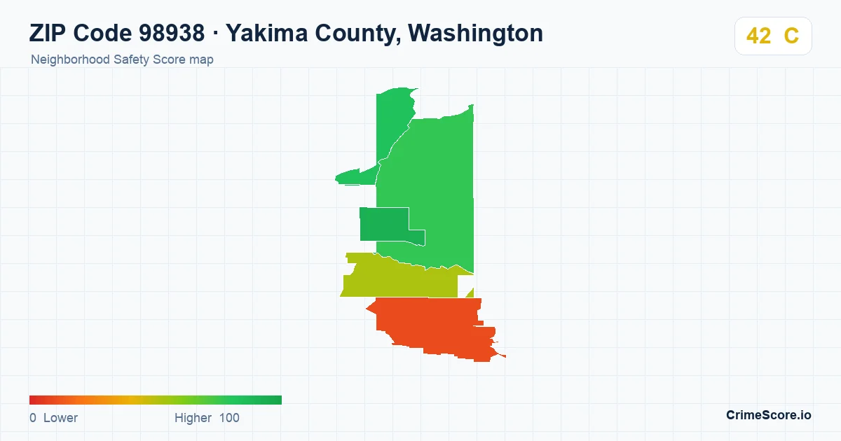 ZIP Code 98938 in Yakima County, Washington neighborhood Safety Score map