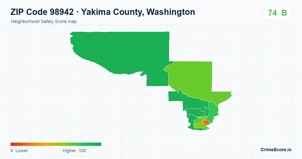 ZIP Code 98942 in Yakima County, Washington neighborhood Safety Score map