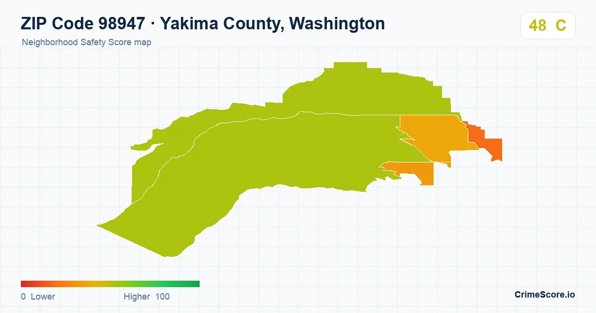 ZIP Code 98947 in Yakima County, Washington neighborhood Safety Score map
