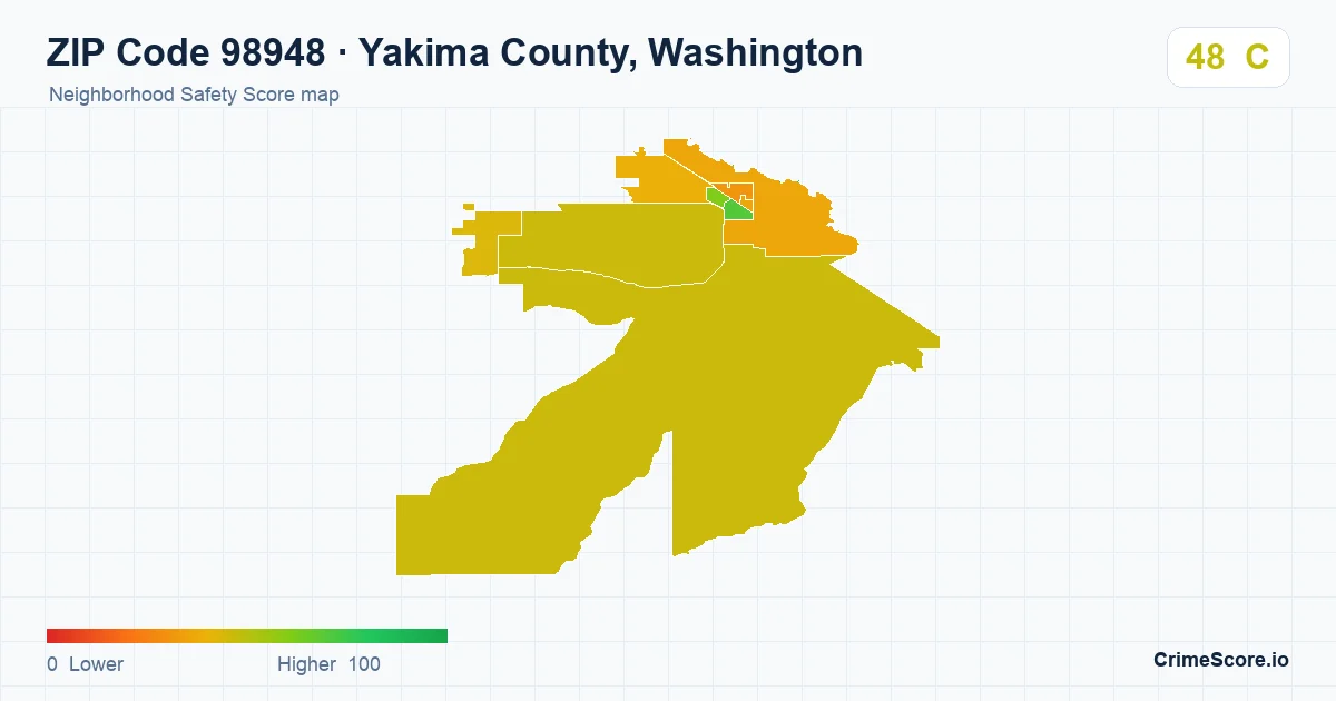 ZIP Code 98948 in Yakima County, Washington neighborhood Safety Score map