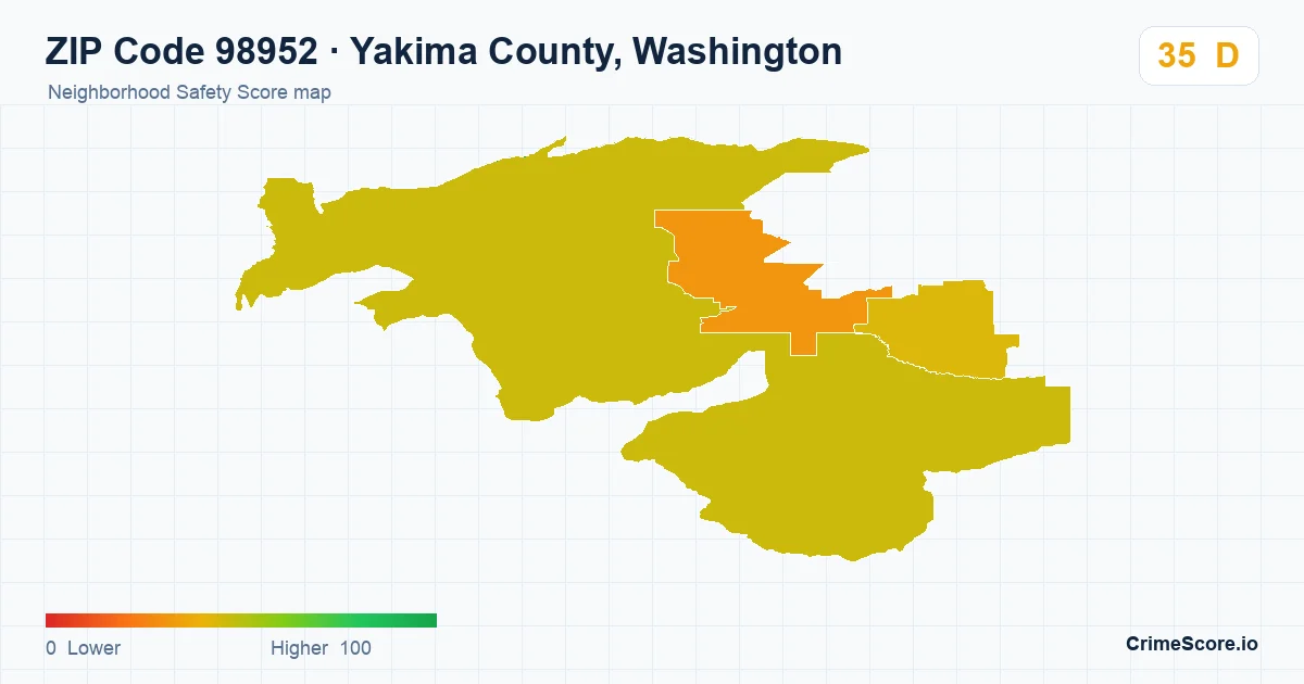 ZIP Code 98952 in Yakima County, Washington neighborhood Safety Score map