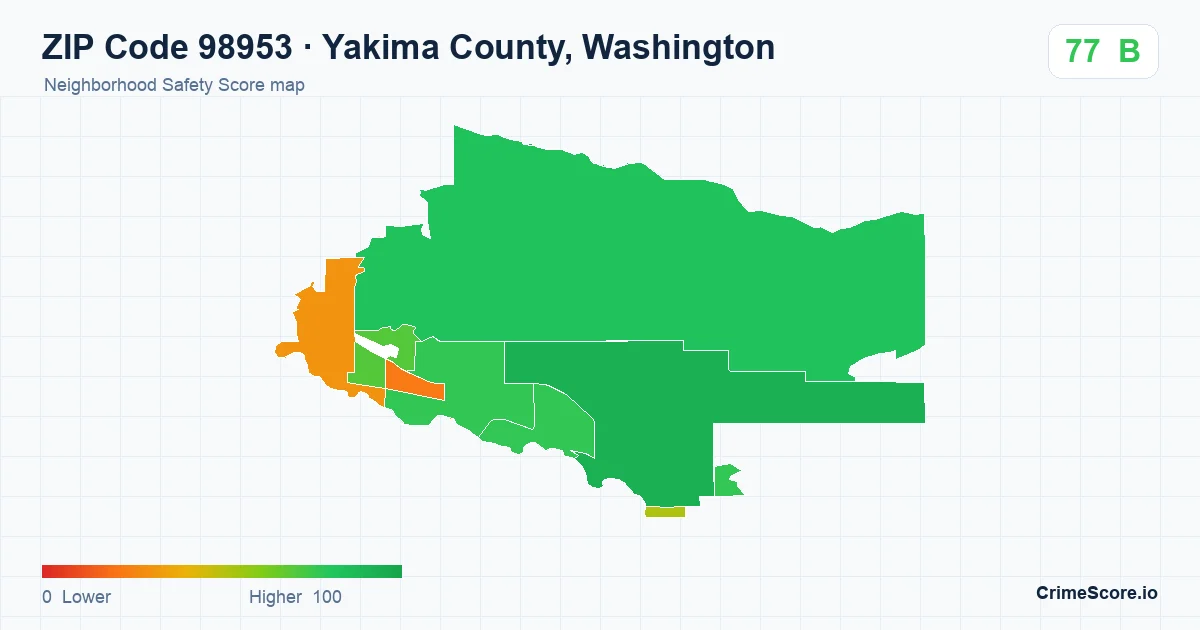 ZIP Code 98953 in Yakima County, Washington neighborhood Safety Score map