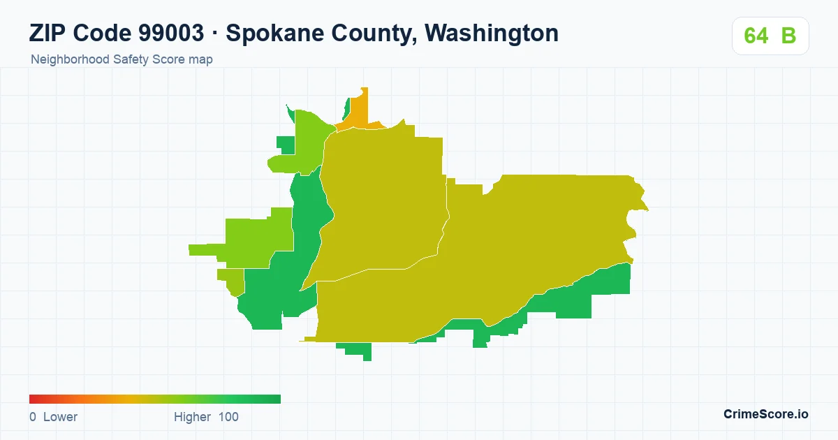 ZIP Code 99003 in Spokane County, Washington neighborhood Safety Score map