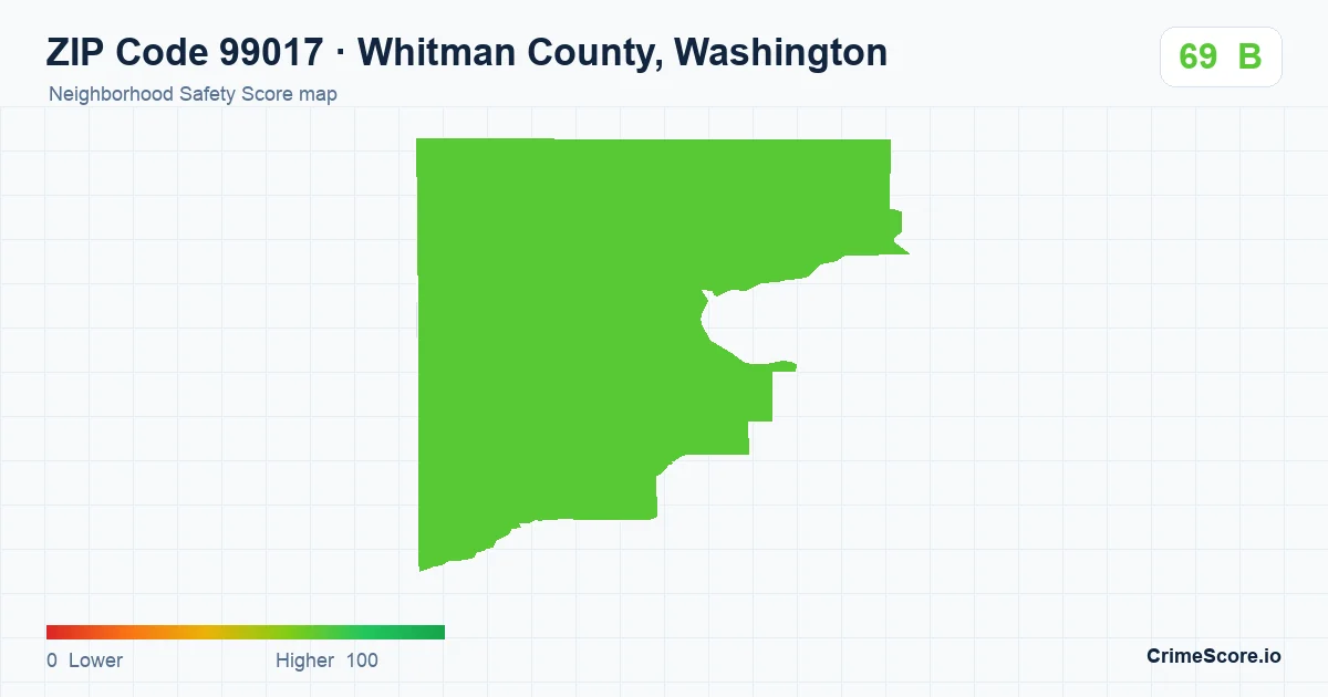 ZIP Code 99017 in Whitman County, Washington neighborhood Safety Score map