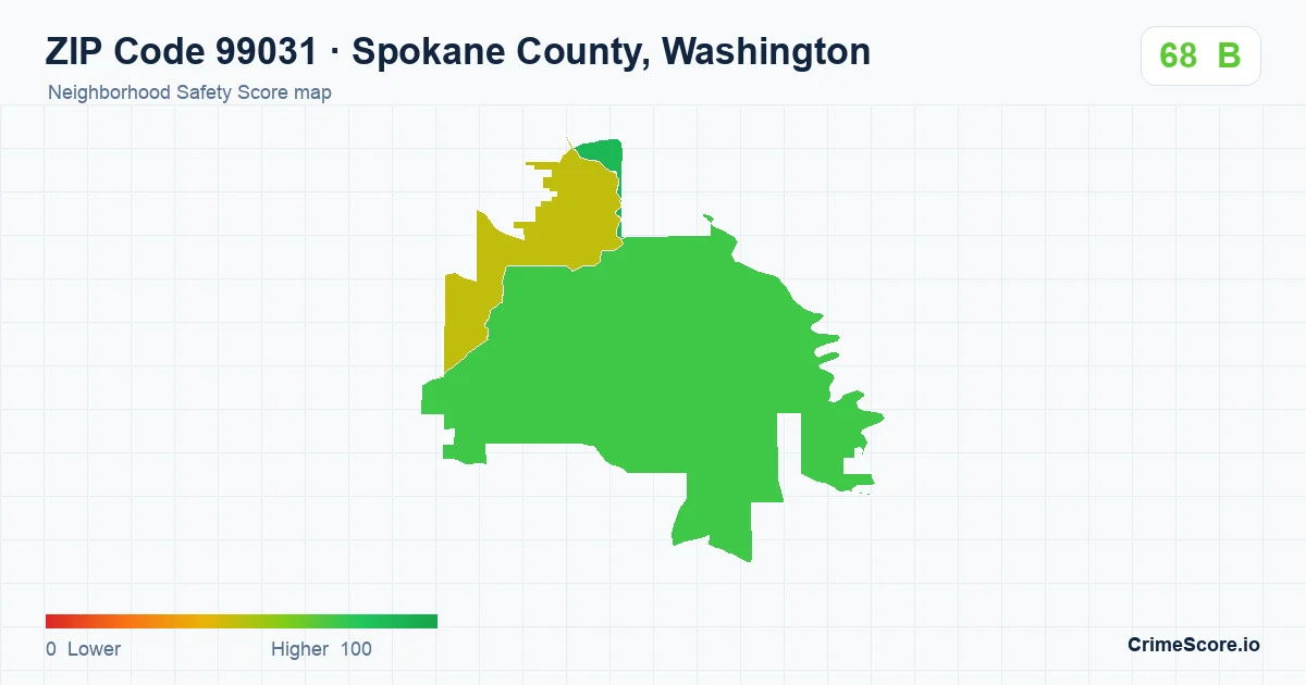 ZIP Code 99031 in Spokane County, Washington neighborhood Safety Score map