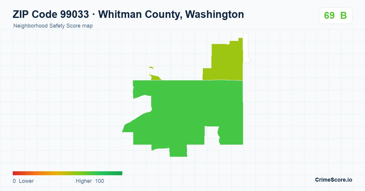 ZIP Code 99033 in Whitman County, Washington neighborhood Safety Score map
