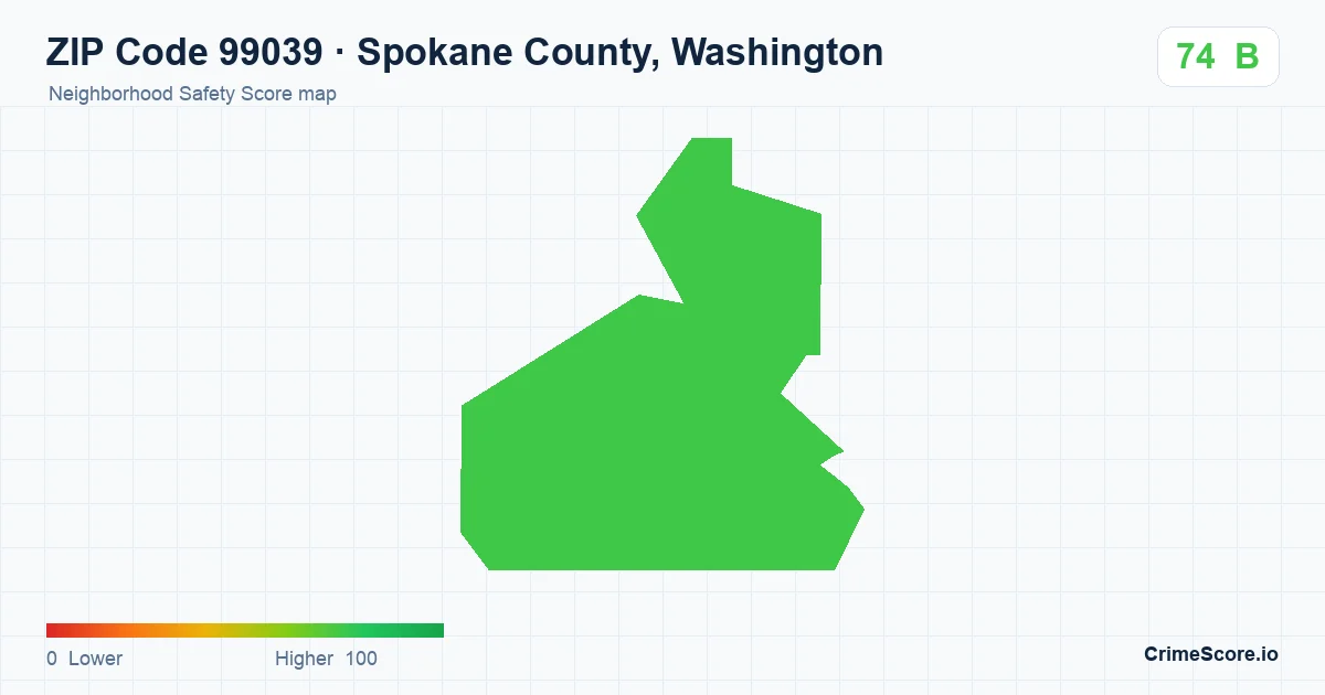 ZIP Code 99039 in Spokane County, Washington neighborhood Safety Score map